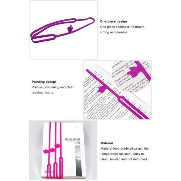 Eco-friendly Colorful Promotional Gift Finger Shape Elastic Custom Silicone Bookmark