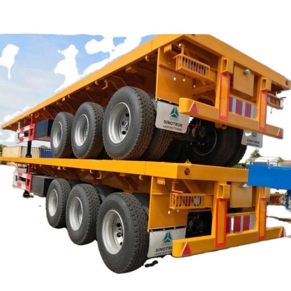Factory price new flatbed gooseneck container chassis 3 Axles 40 feet 20ft 40ft Shipping Container Flat Bed Flatbed Semi Trailer