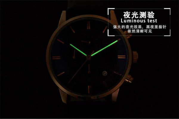 Fitness Stainless Steel Leather Watch Five Hands Water Proof 3 ATM