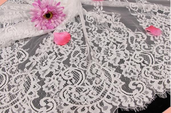2017 Fancy Lace /Eyelash Lace Fabirc / French Lace Fabric/ Bridal Dress Fabric  in Ivory/Black Color
