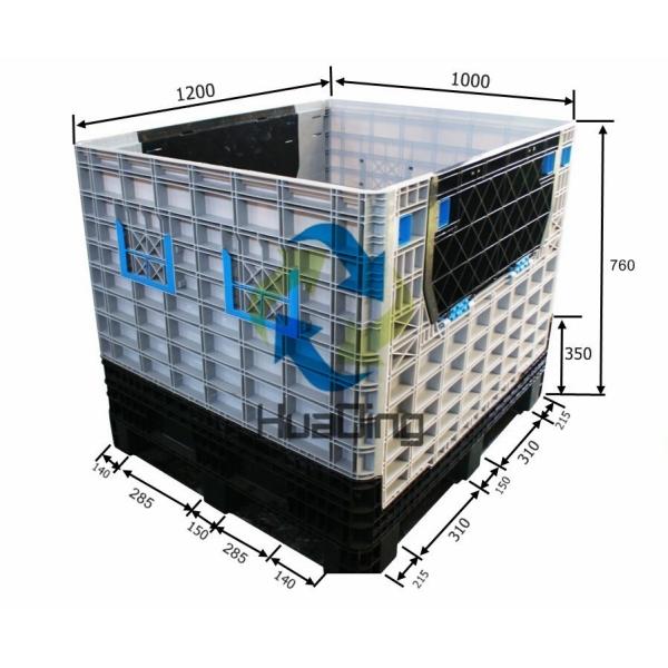 Large Capacity Foldable Plastic Container with 4T Static Load and Collapsible Design