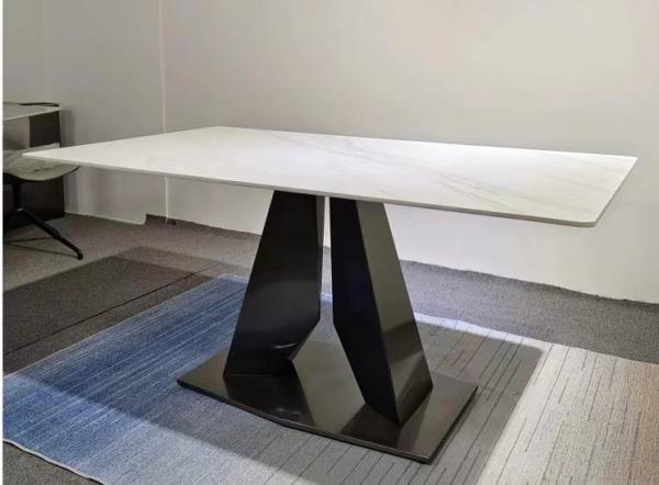 Made In China Modern Luxury Rectangular Dining Table Marble Slate Stone Top Fashion Style