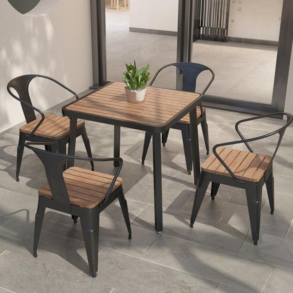 Outdoor Wood Dinning Table and Chair Set in Modern Style for Garden Furniture