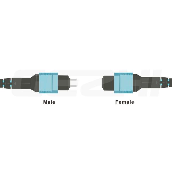 male female MPO patch cord1.jpg 12 ядер LC OM3/OM4 Patch Cord MPO To MPO Multi Mode OM3 Волоконно-оптический кабель