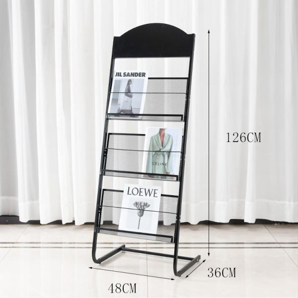 Powder Coated Metal Wire Display Racks Steel Brochure Display Stand Literature Rack 126cm