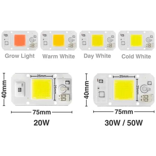 Теплые белые растения COB Power LED 20W 50W Высокий лумен для растения