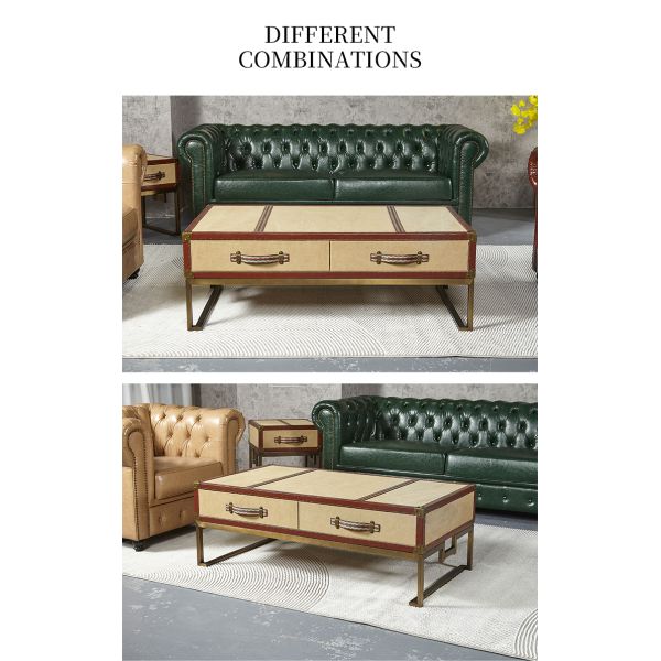 Nidea #301 Retro Vintage Coffee Tables with Drawers Side Tables Metal Steel Legs Luxury Centro Center Table for the Living Room