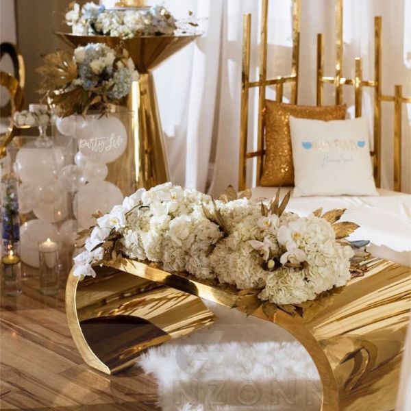 Oval Coffee Table for Living Room Stainless Steel with Gold Mirror Elegant Contemporary Design