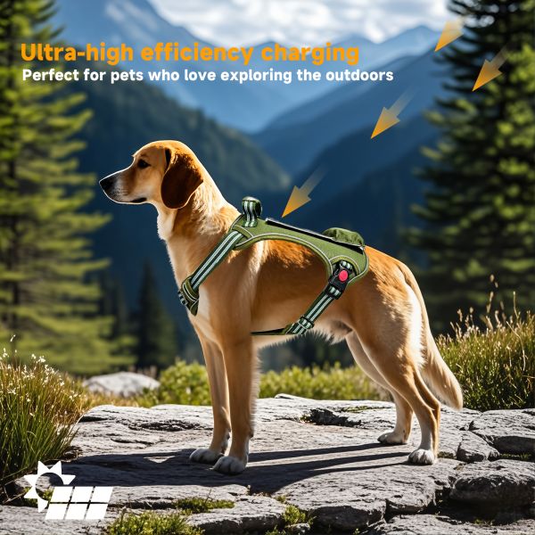 Solar Powered Rechargeable Pet GPS Tracker with GPRS Real-Time Tracking IP67 Waterproof Outdoor Dog Health Monitor Nylon Collar