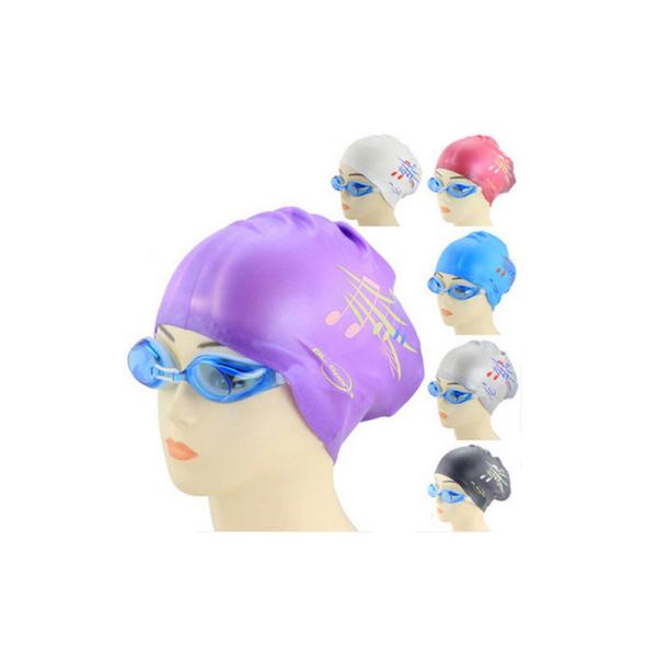 Watertight Silicone Swim Caps Cute Cartoon Pattern For Unisex Children