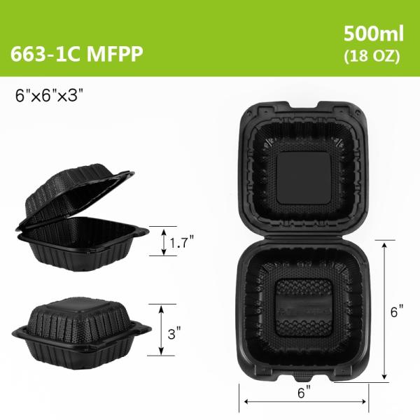 Various Sizes Takeaway Meal Container for MFPP Market Demand,Takeout MFPP Hinged Lid Microwavable Container,6”x6”x3”