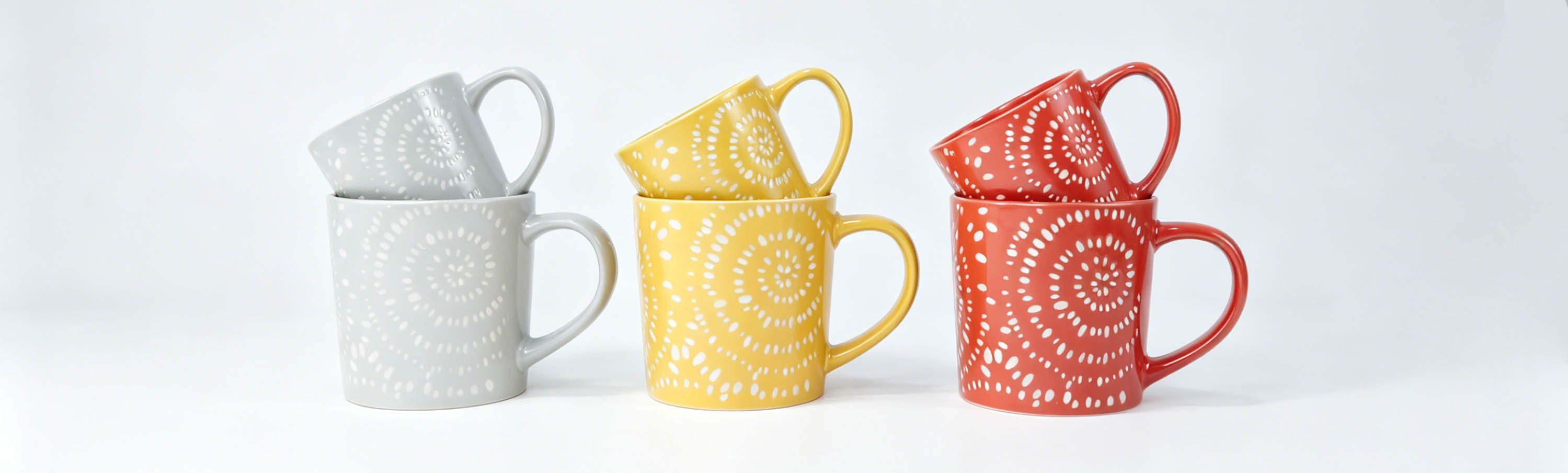 Boho Mandala Pattern Ceramic Mug Set, 2 Size Matching Ethnic Decorative Coffee & Espresso Cups