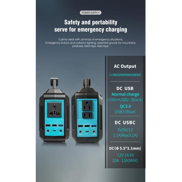 Centrale électrique portable à batterie au lithium de 148 wh 100 W pour camping en plein air