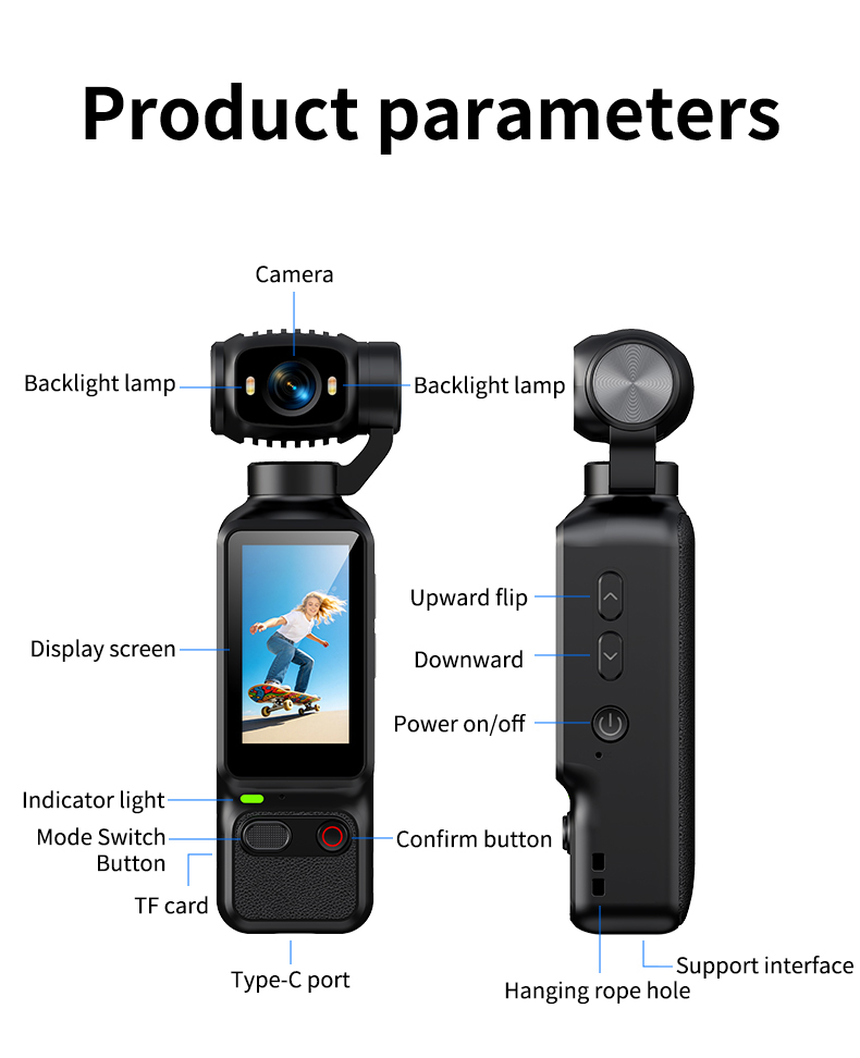 Bulk Mix Color Orders Supported OEM Laser Engrave Logo Red One Tap Record Button 1.97 Inch Screen Multi Mode Shooting
