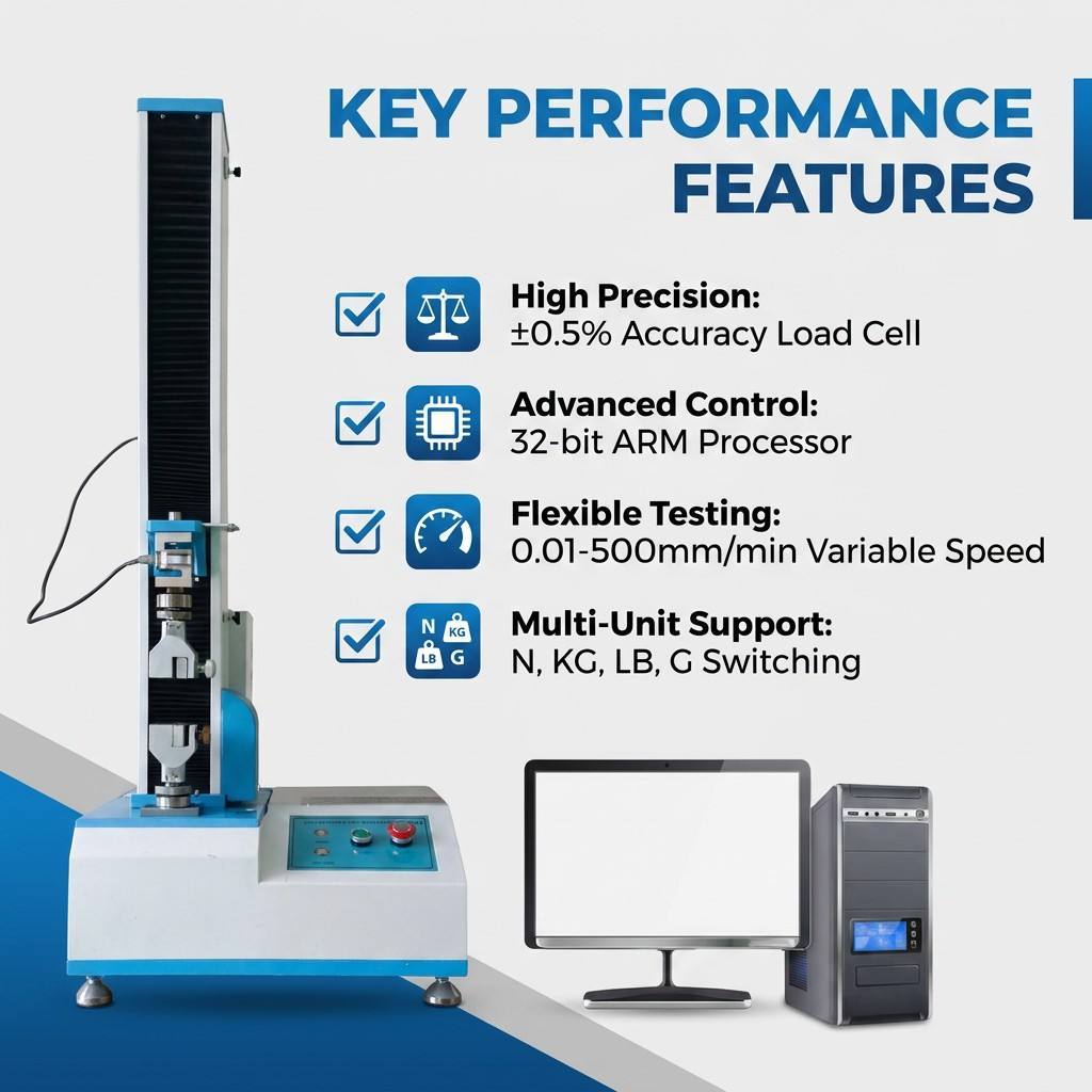 Single Column Servo Universal Tensile Testing Machine 5KN Peel Strength Tester for Plastic Film Adhesive Tape