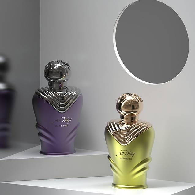 100ml Unique Perfume Bottles Empty Glass Spray Magnetic Cap Metal Wave Shape