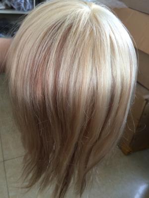 Perruques personnalisées pour femmes de 14 pouces, brun moyen et blond, perruques de cheveux humains