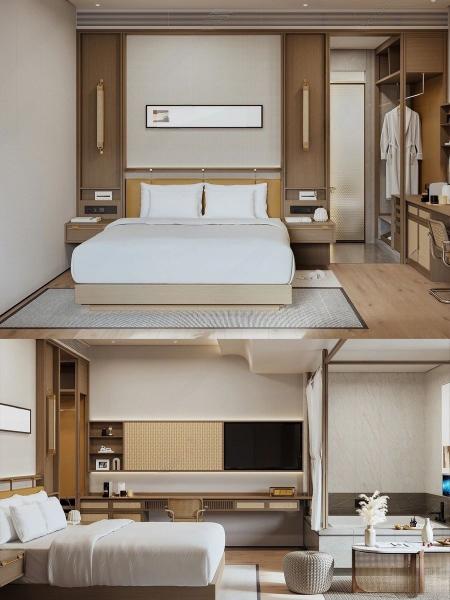 Customised Modern 5 Star Bedroom Furniture Standard Comfortable Wooden Beds