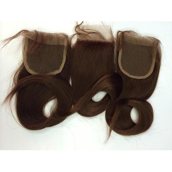 Factory Free Shipping Hot Sell Unprocessed Natural Color 1B# Knot Bleached Free Part 4*4inch Lace Closure Silky