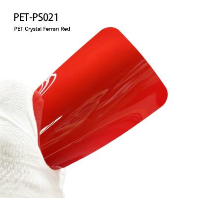 PET-PS021 PET Crystal Ferrari Red Vinyl Gloss Wrap Film Fatigue Resistant