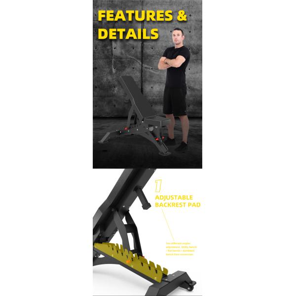 Multi Function Adjustable Gym Bench Set Metal Construction for Home and Commercial