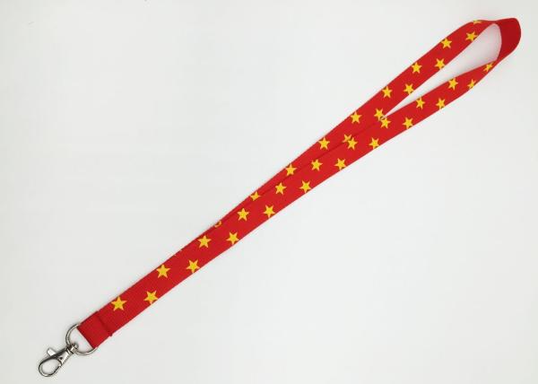 Fashionable Red Silk Screen Lanyards Heat Transfer Lanyard With Yellow Stars