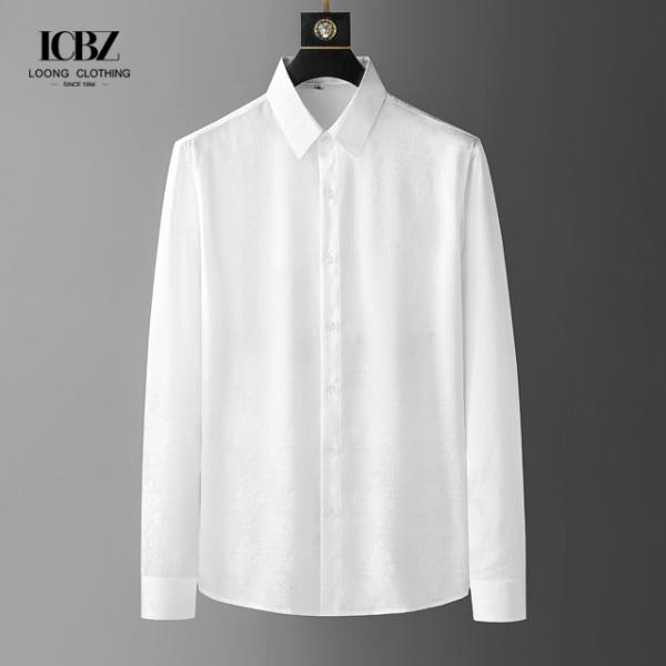 Black Large Size Long Sleeve Cotton Printed Shirt for Men Casual Shirts Slim Fit