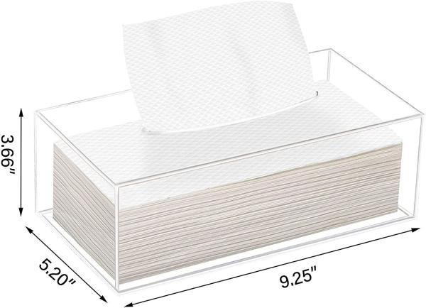 Square Clear Acrylic Tissue Box Holder Cover Transparent Toilet Paper 9.25x5.2
