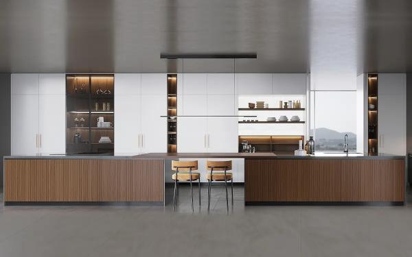 Armário de cozinha italiano Design moderno de alta qualidade Laca e acabamento laminado