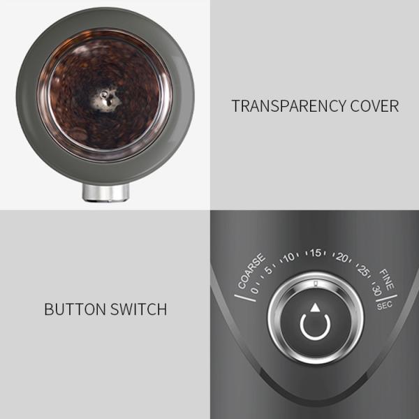 Grey Electric Coffee Grinder SS304 150W Handheld Coffee Bean Grinder