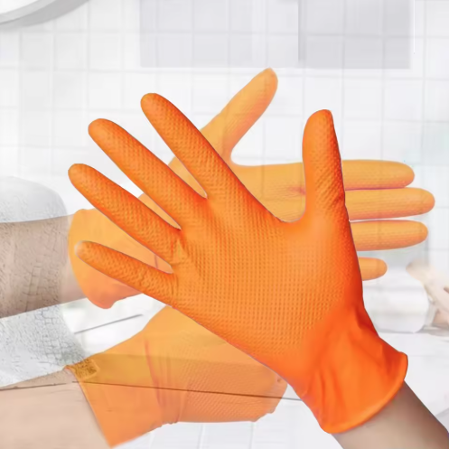 Custom Industrial Grade Latex-Free Examination Blue/Orange Disposable Powder-Free 100% Nitrile Gloves