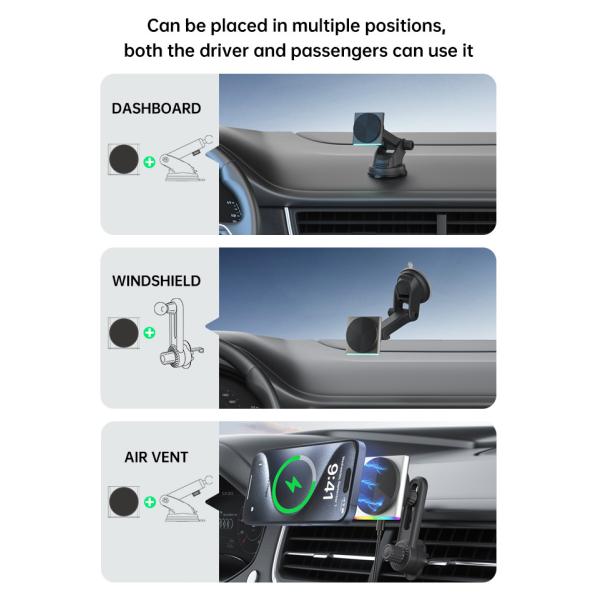 Ambient Iphone Magnetic Car Mount 15w Wireless Charger Ultra-Thin Design Fast Charging Dynamic Music Rhythm Cool Interior Decoration