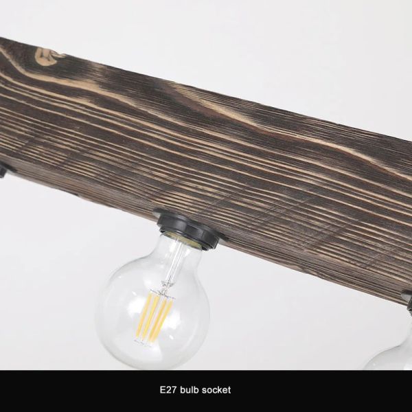 Creative Industrial Style Restaurant Living Room Pendant Light Vintage Solid Wood Chandelier (WH-VP-322)