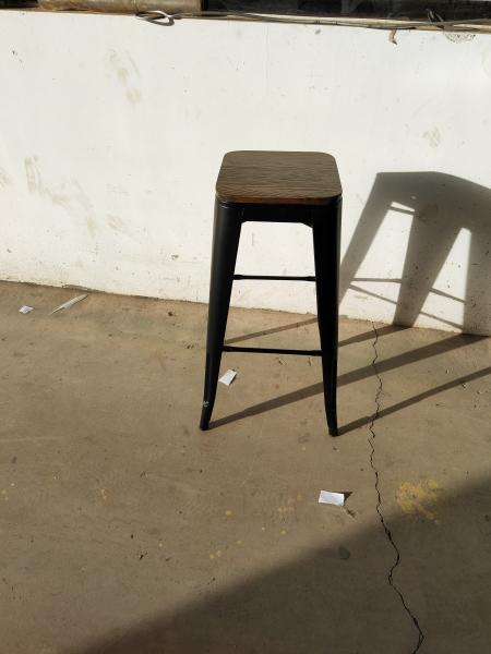 Antique Metal Bar Chair Stools Wooden Top High Chair for Bar Table in Kitchen and Dining Room