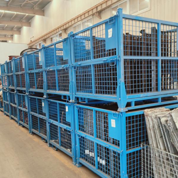 Foldable Stackable  Metal Pallet Box For Industry Parts & Warehouse Storage Wire Mesh Container