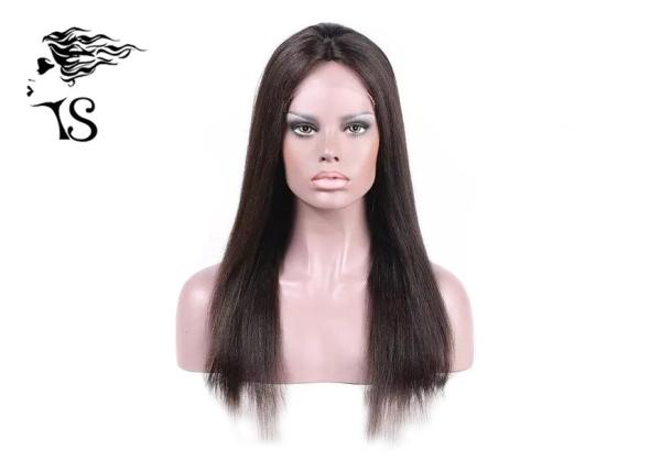 Brown Yaki Straight Full Lace Human Hair Wigs For Black Female Natural Looking