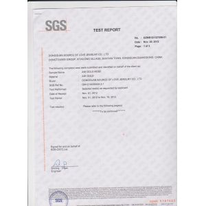 Dongguan Source of Love Jewelry Co., Ltd. Certifications