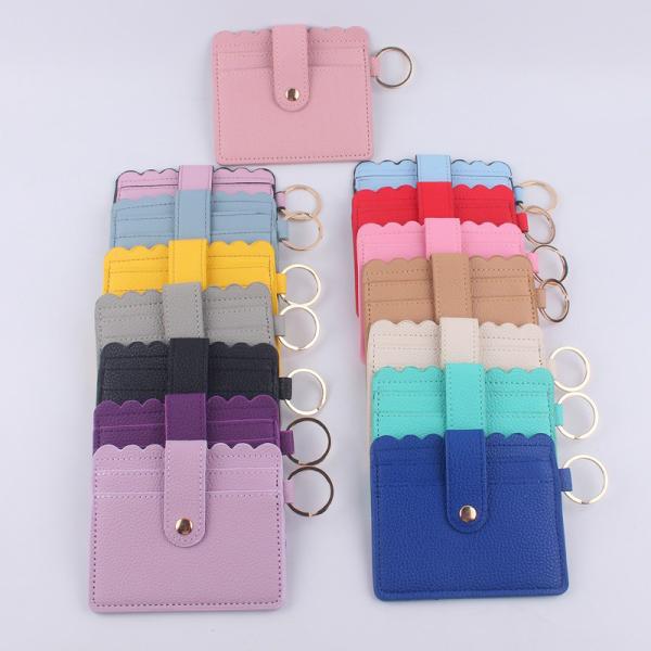 Luxury Women's PU Leather Business Card Holder with Keychain and ID Credit Card Slots