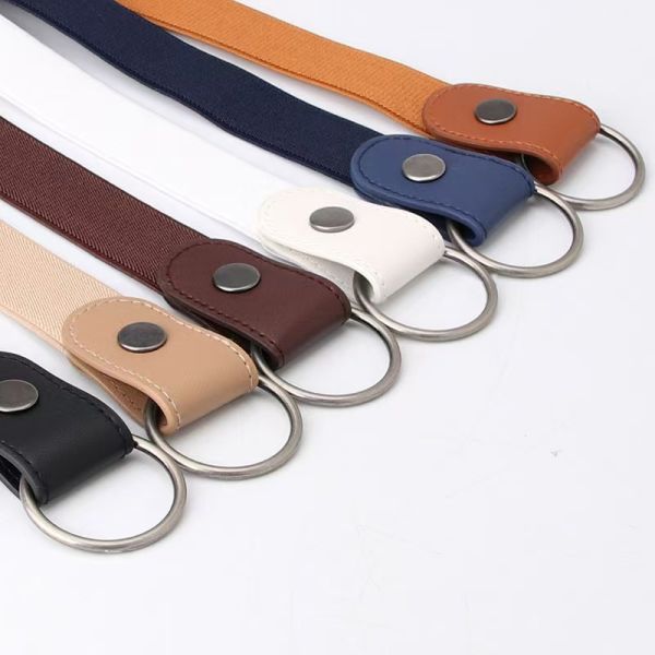 Canvas Woven Belt, Leather Trim Belt, Silver Buckle, Stretch Belt, Two-Tone Casual Belt, Versatile Belt for Jeans