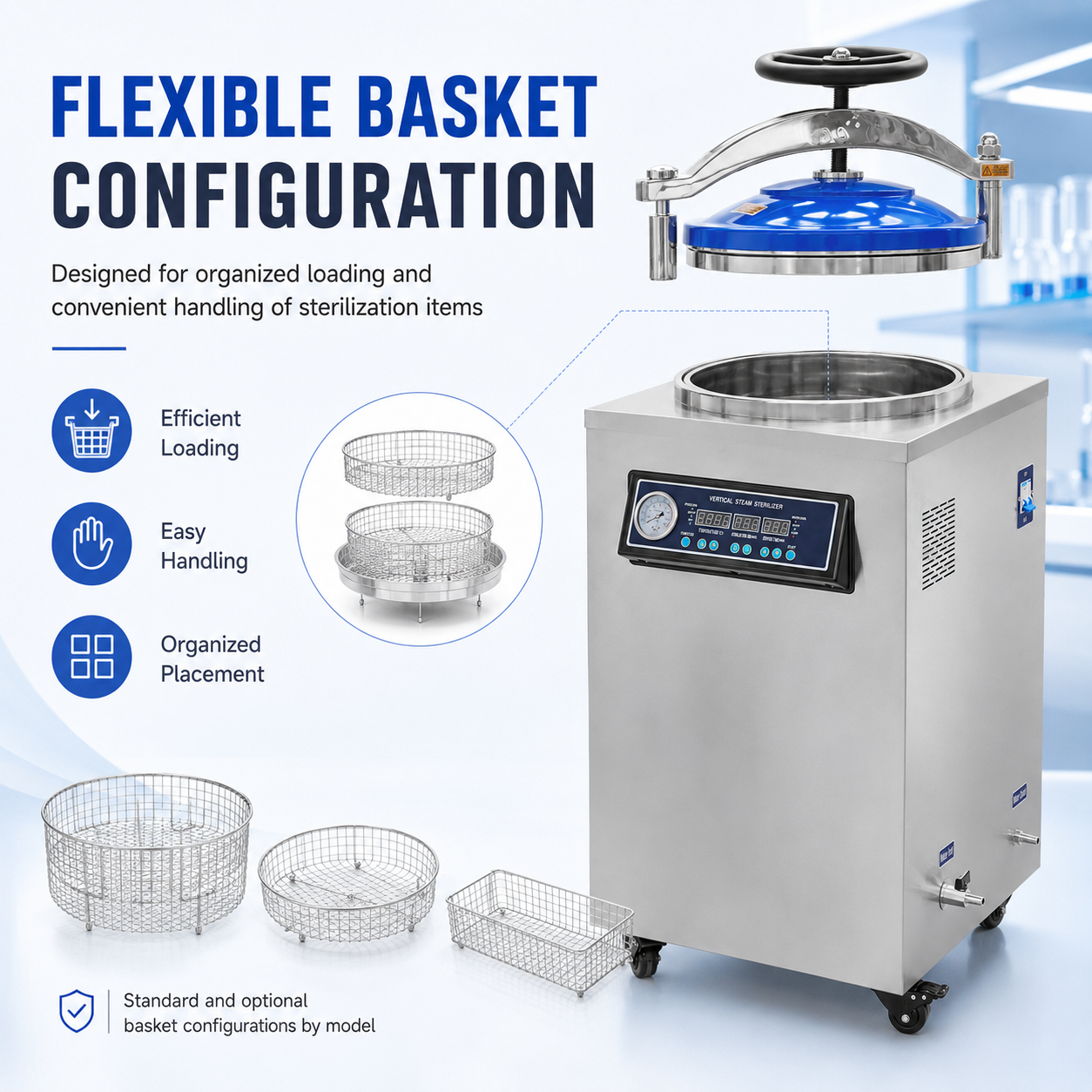 Cenlee 35/50/75/100L Factory Laboratory Use Microcomputer Control 0-240min Drying Automatic Protection Vertical Steam Sterilizer