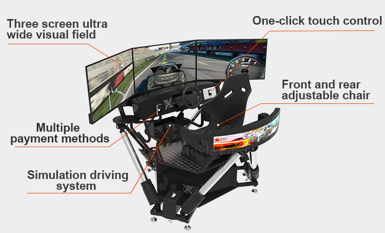 Портативный 3-экранный симулятор вождения 6 DOF Racing Cars Arcade Dynamic Motion Drive