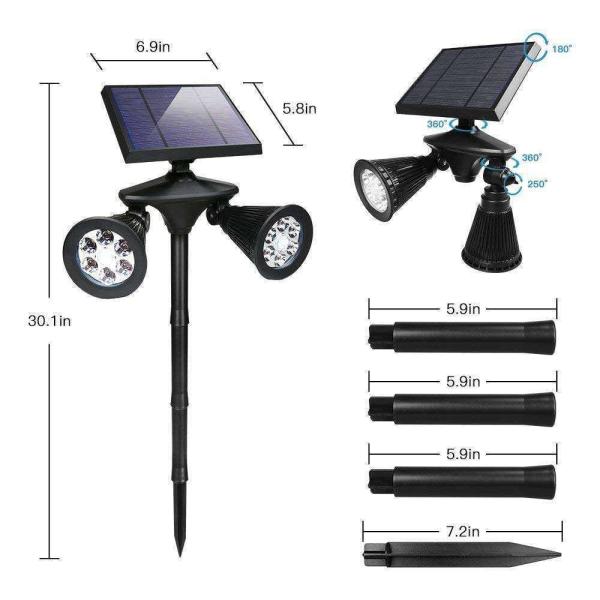 201 Stainless steel plastic Double Heads Solar Lamps Outdoor Motion Sensor Lightings