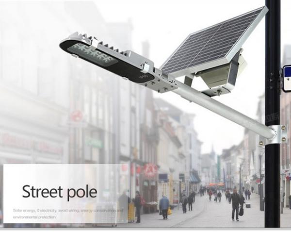 Energy Saving 3300lm Solar Based Led Street Lights 20W Toughened Glass Material