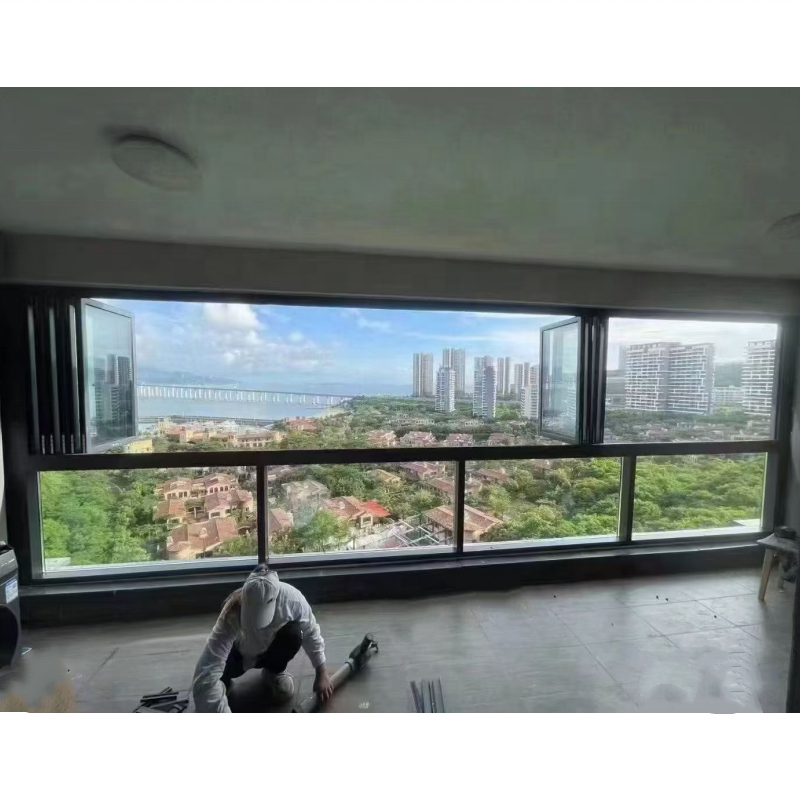 Modern Folding Double Glass Window Thermal Insulation Windproof Aluminum Alloy Frame Customized Size Kitchen Hotel Exterior Use