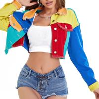 Veste épissée supérieure de denim de culture de mode de femme adaptée aux besoins du client par usine