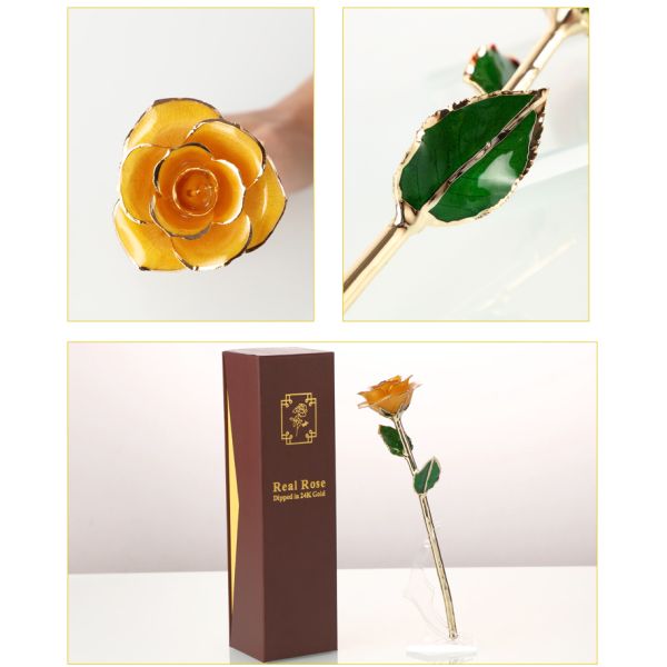 Everlasting love Rose Dipped in 24k Gold  Yellow Color Flower for Father's Day  ,births ,Christmas Gifts and Indoor Decoration
