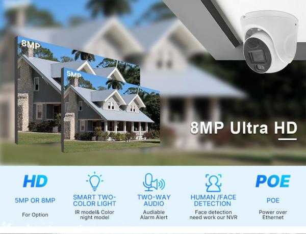 Système de caméra de sécurité personnalisé 4K 8Channel 8MP Pour la maison en plein air PoE NVR Kit Cctv Caméras IP Système de caméra de sécurité de surveillance