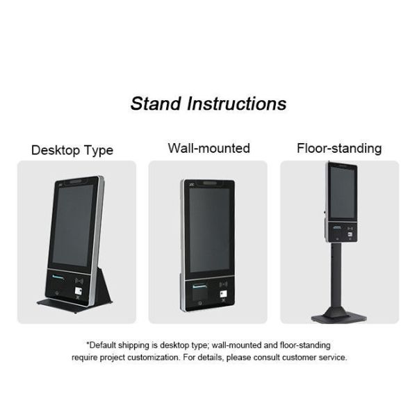 Optional 18.5-inch Multilingual POS System Desktop Ordering Machine with Stand-Up Stand