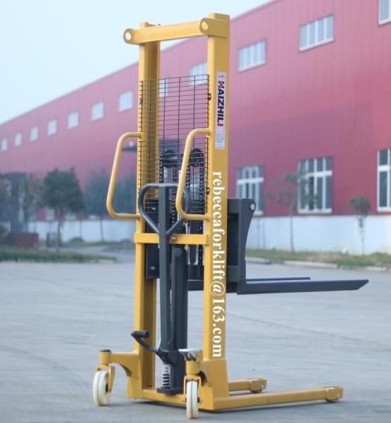 2000kg Manual Forklift Stacker , Hydraulic Portable Hand Forklift 1600mm Lifting Height