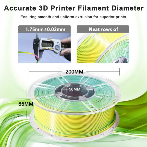 PLA Filament Net Weight 1kg 3D Printer Silk Tri-Color Gold Green Purple 3d Printign Filament